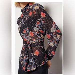 Karen Millen Flower Tie Waist Blouse